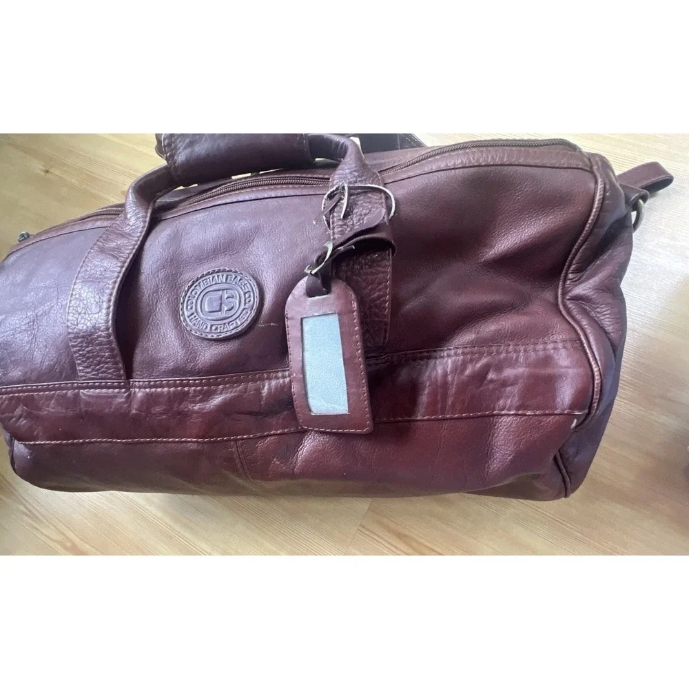 Vintage Brown Leather Duffel Bag Columbian Bags Co Hand Crafted Carry‎ On